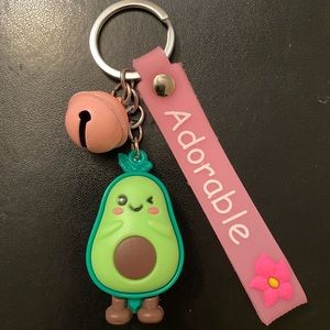 💗 Adorable Avocado Silicone soft Pink keychain NEW